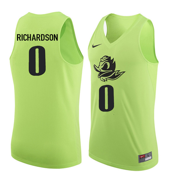 Men #0 Will Richardson Oregon Ducks College Basketball Jerseys Sale-Electric Green